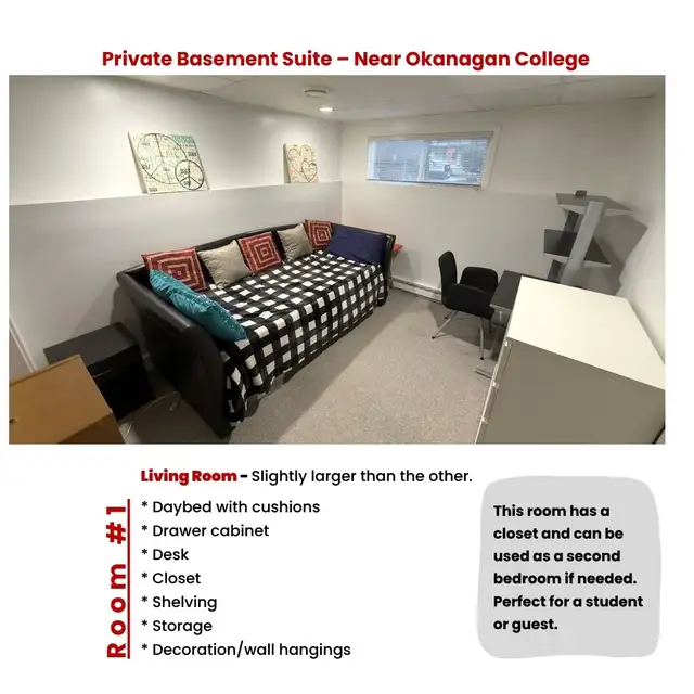 Private Basement Suite Near OC in Long Term Rentals in Kelowna - Image 6