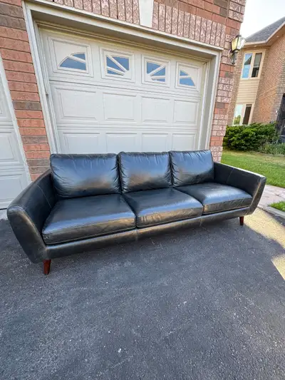 Urban Barn Grey Distressed Leather Sofa DELIVERY AVAILABLE , View more