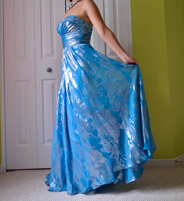 Melanie Lyne Gown / Prom Dress, Silver & Blue, Women's - Dresses & Skirts, Ottawa