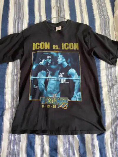 MAR 17 2002 ICON VS ICON, ROCK HULK HOGAN WRESTLEMANIA 18 TSHIRT, View more