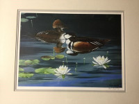 Hooded Mergansers de P. Harpley-(reproduction signée/numérotée.)