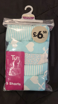NEW! 5 Pack Girls Shorts Underwear - Size 13 to 14 Years Old