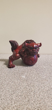 Vintage Feng Shui Foo Dog - Red Resin