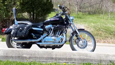 Bike was with Harley mechanics only. Re- spoke the front wheel, adjusted drive belt and complete bra...