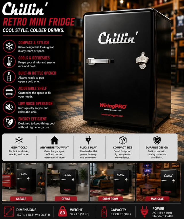 Chillin' Retro Mini Fridge For Sale in Refrigerators in City of Toronto - Image 2