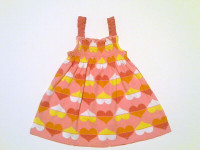 Girls Pink,Yellow, Orange & White Heart Pattern Dress
