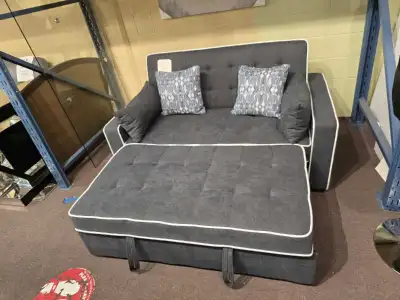 Dark Grey Fabric Sofa Bed with White Piping, View more