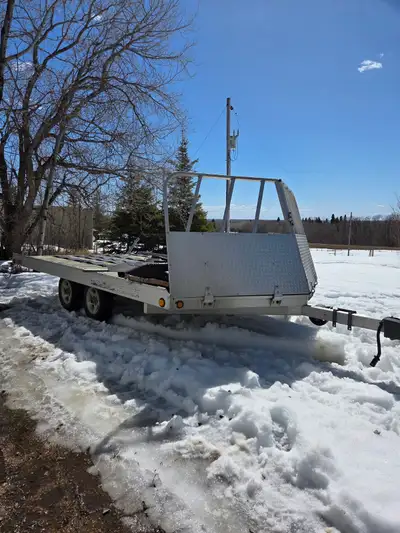 2007 Aluma ATV/Snowmobile Trailer, 14 feet V nose Double axel, with locking tool box 5000.00 OBO