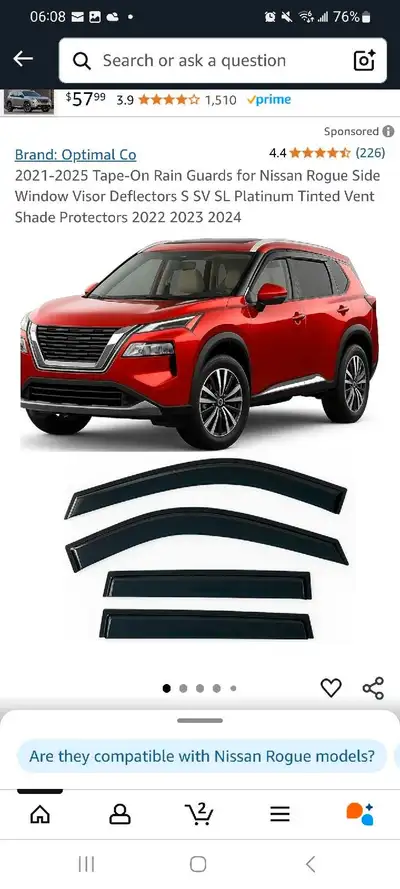 Enhance your Nissan Rogue with these brand new Optimal Co side window deflectors! Designed for the 2...