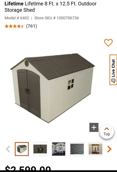 *NEW 8' x 12' "Lifetime Shed" kit in 2 large boxes complete with a Pressure Treated Wood sub floor s...