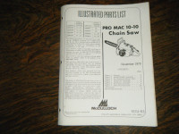 McCulloch Pro Mac 10-10 Chain Saw Parts List Manual November 78