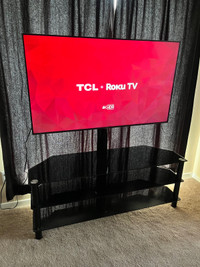QLED 55” Smart LED Roku TV + Stand