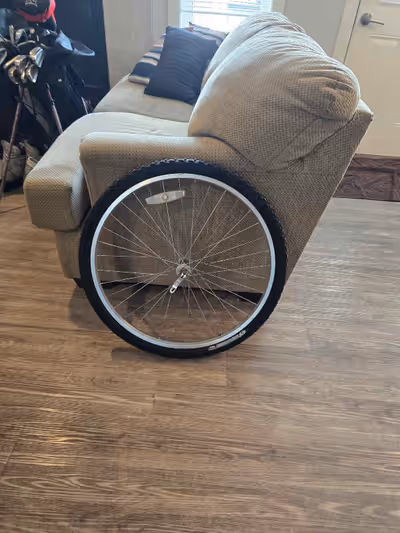 The rim is true (not bent) the tire size is 26x1.95. $60 obo. Delivery available.