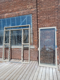 Porte vitrée, cadre aluminium avec fenêtre, d'entrer, commercial