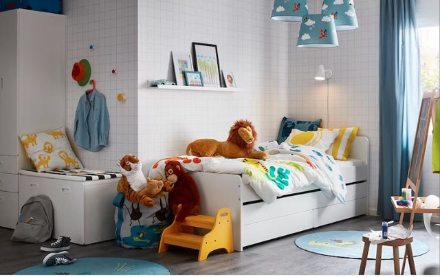Ikea SLÄKTBed frame w/pull-out bed + storage, white, Twin in Beds & Mattresses in Ottawa - Image 3