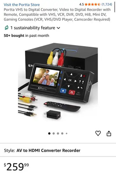 Portta VHS to Digital Converter, View more