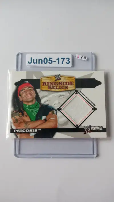 Jun05-173 $10 WWE Psicosis 2006 Topps Heritage Ringside Relics Event Worn Shirt Relic Card $10 To lo...