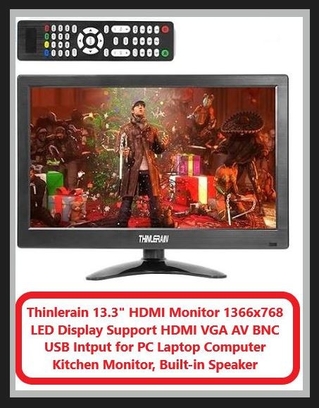(NEW) Monitor 13.3” LED Display 1366x768 HDMI VGA AV USB Speaker in Monitors in City of Toronto