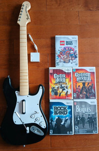 Bundle RockBand Wii Guitar + 5 jeux