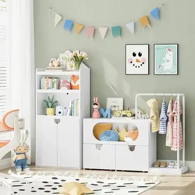kid toy storage, bookshelf and cloth hangers , View more