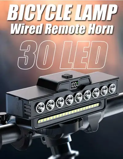 BICYCLE LED HEADLIGHT WITH BUILT IN HORN NEW, View more