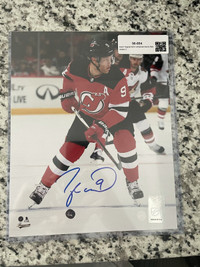Taylor Hall Boston Bruins Signed 8x10 Photo Reverse Retro Jersey COA