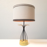 1950s IRON WIRE LAMP WITH CRYSTAL BALLS
