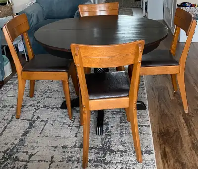 Solid wood dining table and chairs, View more