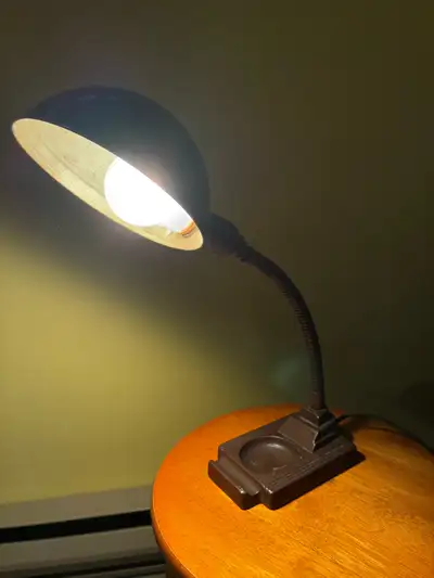 1930 Lampe antique de travail bureau industriel goose neck , View more