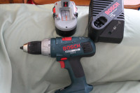 BOSCH 18 VOLT 'BRUTE' 1/2 INCH DRILL W/2 BATTERIES AND CHARGER