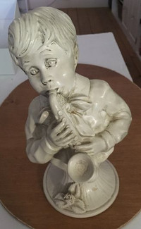 Vintage Statuary Saxophone Playing Boy Statue Bust