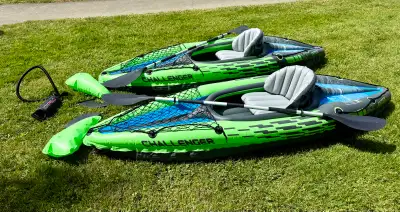2 Intex Challenger K1 Inflatable Kayaks. Used for 2 seasons. Both come with carry bag ( zipper on 1...