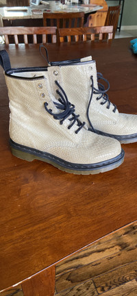 Size 7 doc martens cream suede snake print