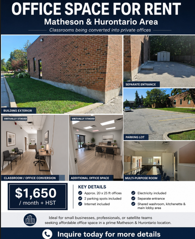 Available Oct 2026 Professional private office space coming available near Matheson Blvd & Hurontari...