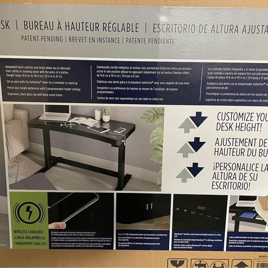 Adjustable Height Desk sit & stand with Wireless Charging Black in Desks in Kitchener / Waterloo - Image 3