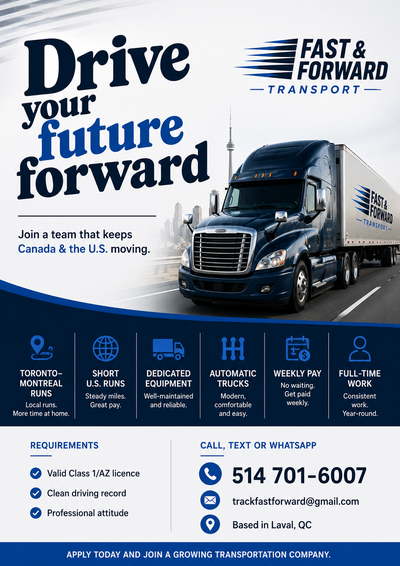 Fast & Forward Transport - Truck Driver Opportunities, View more