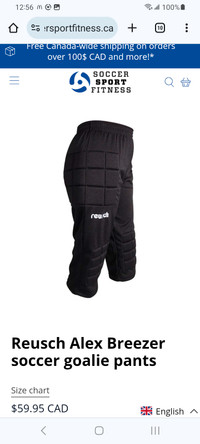 Reusch Alex Breezer Knicker Goalkeeper Pant-black.  XL. New.