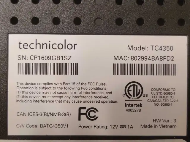 Technicolor cable modem -mint condition original box w all parts65192924674050123