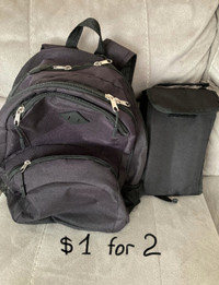 $1 for 2 youth backpack + lunch bag used condition still usable