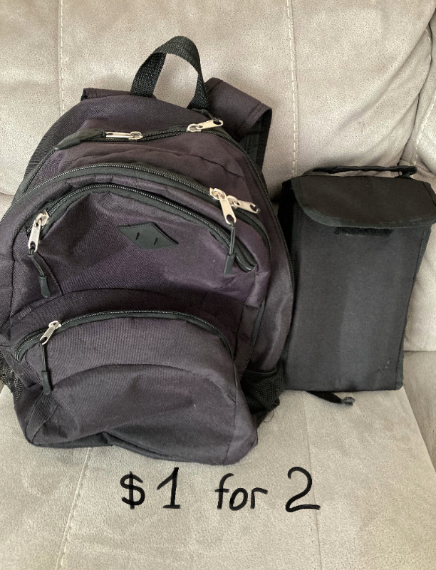 $1 for 2 youth backpack + lunch bag used condition still usable in Kids & Youth in Calgary