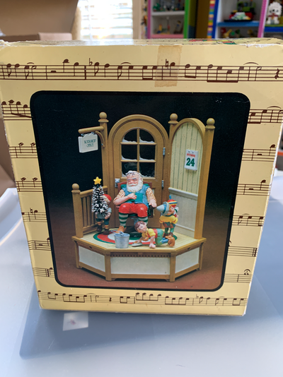 Vintage Enesco "Santa's Busy Office" Animated Action Christmas Music Box 1981 - $50 Rotates and play...