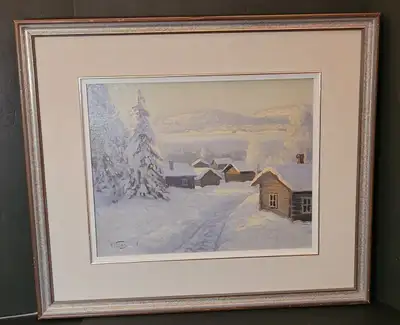 Antique Original Anders ALTZAR Oil Painting Winter  Lake Siljan, View more