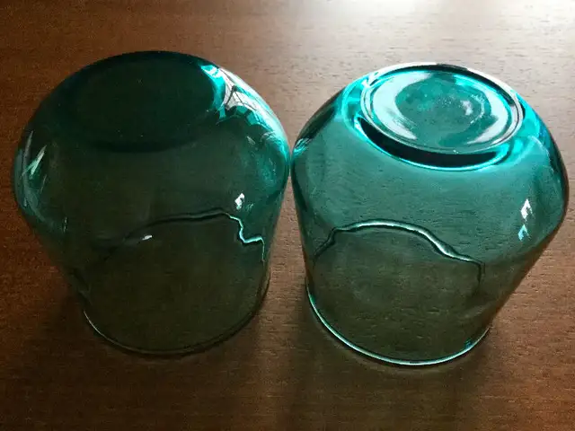 2 Vintage Small Retro Mid-Century Turquoise Glasses 50's62863268629250121
