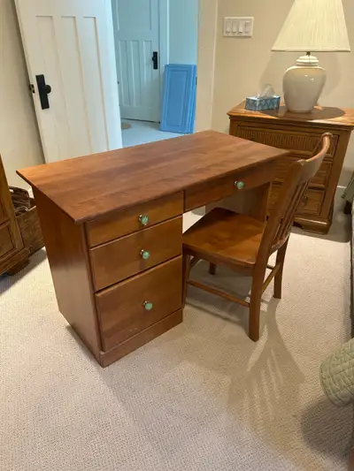 solid wood desk & matching chair, View more