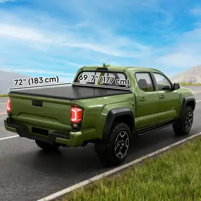 6ft Soft Tri-Fold Truck Bed Tonneau Cover for 5.75/5.8 ft Bed, Truck Bed Cover with Seal Strip, Blac...