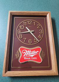 Rare Miller high life laminated mirror clock.