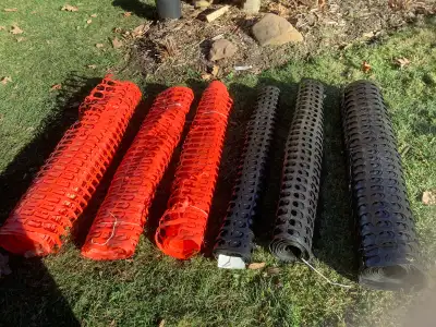 snow fence (yes, it is coming in 5 months, be ready) 6 sections: black: 50' + 22' +12' orange: 50' +...