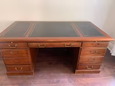 Very large & heavy Solid Wood Desk (100% not IKEA) You can tap dance on it! Brass handles(some are i...