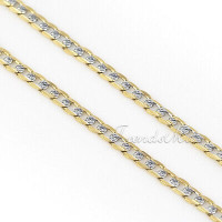 4MM 10K Silver+Gold Filled Curb Link Necklace Mens Womens Chain