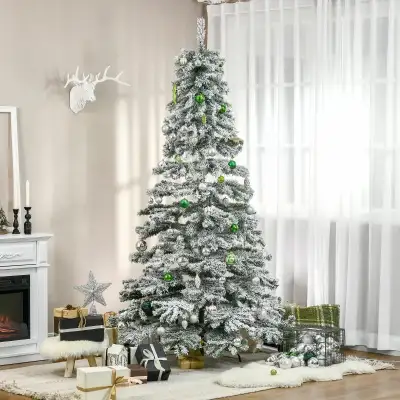  7.5ft Artificial Snow Flocked Christmas Tree Xmas Tree Holiday , View more